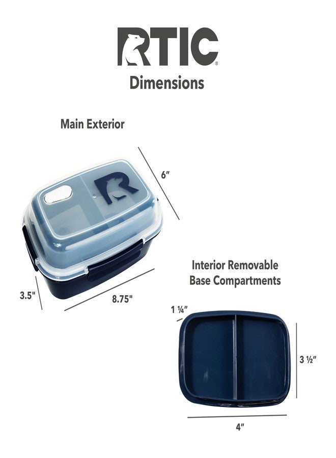 RTIC 5 Compartment Lunch Containers, Hot Food Container With Lid For Adults Or Kids, Microwave Safe Divided Snack Lunch Box For Work, School Or Travel, Reusable, BPA Free With Vent Space, Navy - Image 5