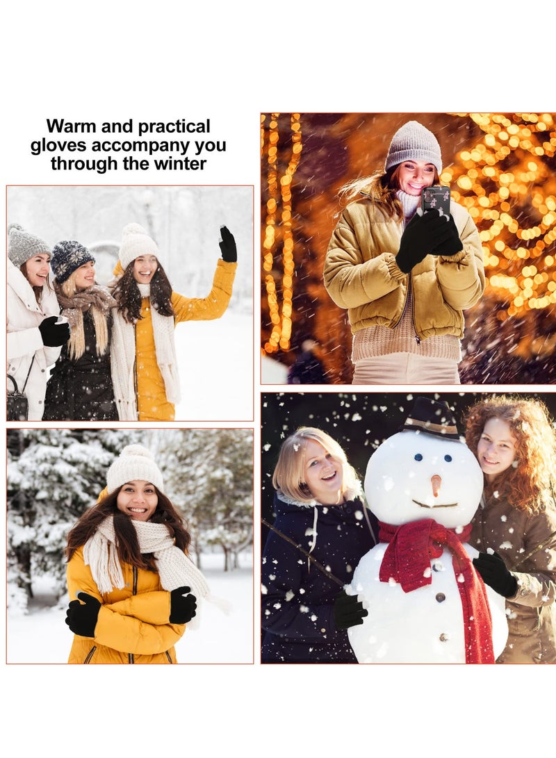 SYOSI 2 Pairs Winter Gloves Warm Finger Touch Screen Gloves Work Thermal Gloves Windproof Stretchy Knit Mittens Solid Sports Gloves For Cold Weather Women Men  - Image 3