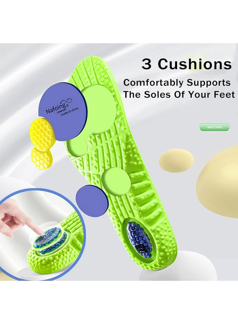 YOUGE 1Pair Breathable Shock Sport Insole 38-44, Cut-To-Fit Shoe Cushion, Sweat-absorbent ,Comfortable Insoles Relieve Foot Pain& Pressure Pain Cushion for Women & Men, Suitable for Athletic Casual & Work(Green） ﻿ - Image 3