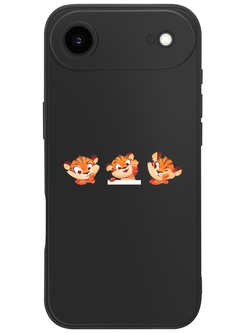 Theodor Protective Slim Fit Case Liquid Silicone Cover with Full Body Protection Anti-Scratch Shockproof Case For Apple iPhone 17 Air (Black) Cute tiger expressions - Image 1