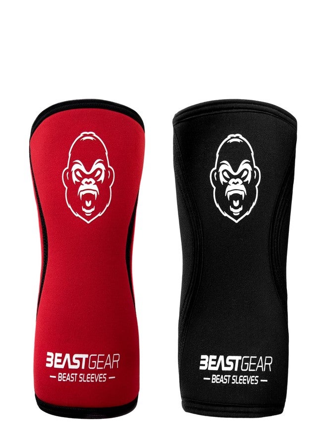 Beast Gear Knee Sleeves, 5mm Neoprene Knee Compression Sleeve, Knee Sleeves Weightlifting Men, Squats Gym Powerlifting Crossfit & Running, for Men Women 1 Pair(Large) - Image 1