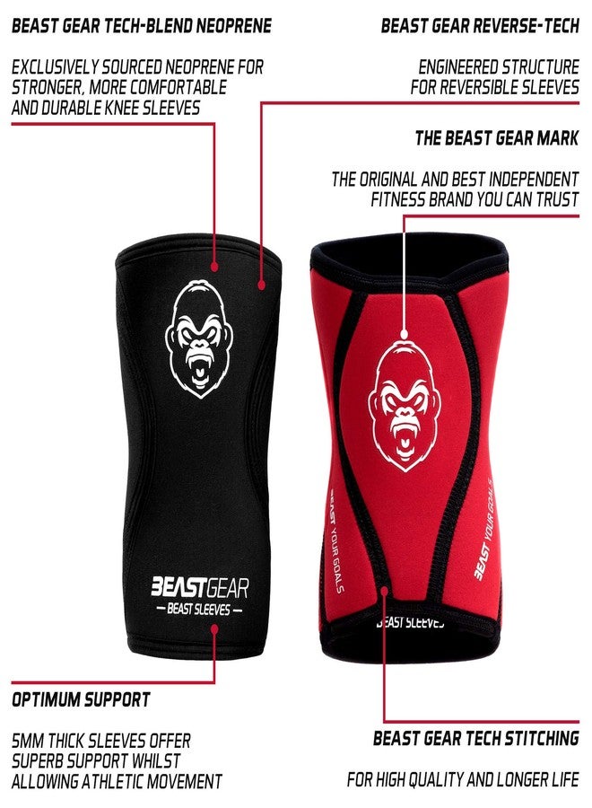 Beast Gear Knee Sleeves, 5mm Neoprene Knee Compression Sleeve, Knee Sleeves Weightlifting Men, Squats Gym Powerlifting Crossfit & Running, for Men Women 1 Pair(Large) - Image 2