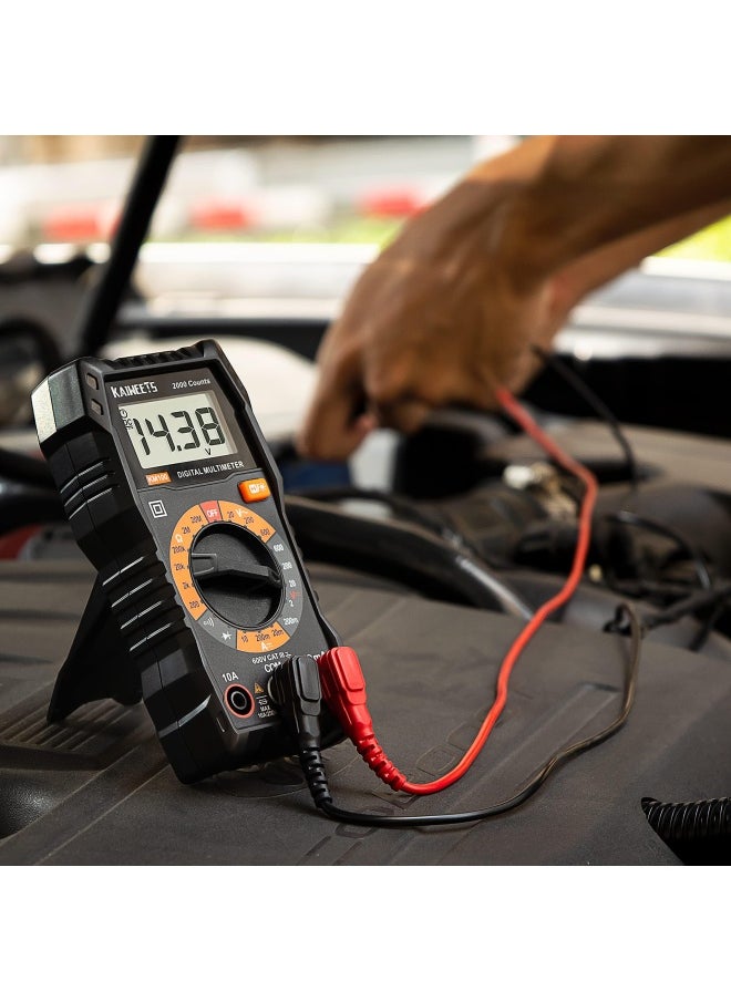 KAIWEETS Kaiweets Km100 Digital Multimeter  Ac Dc Voltmeter  10A Dc Current Meter With 2 Fuses  Ohm Volt Amp Test Meter  Continuity Diode Voltage Tester For Household Outlet  Automotive Battery Test With Case  - Image 4