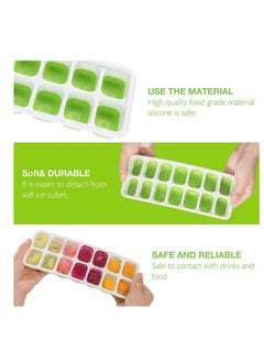 Y&D Ice Cube Trays 3 Pack Easy-Release and Flexible 14-Ice with Spill-Resistant Removable Lid BPA free Flexable Durable Stackable Dishwasher Safe  - Image 3
