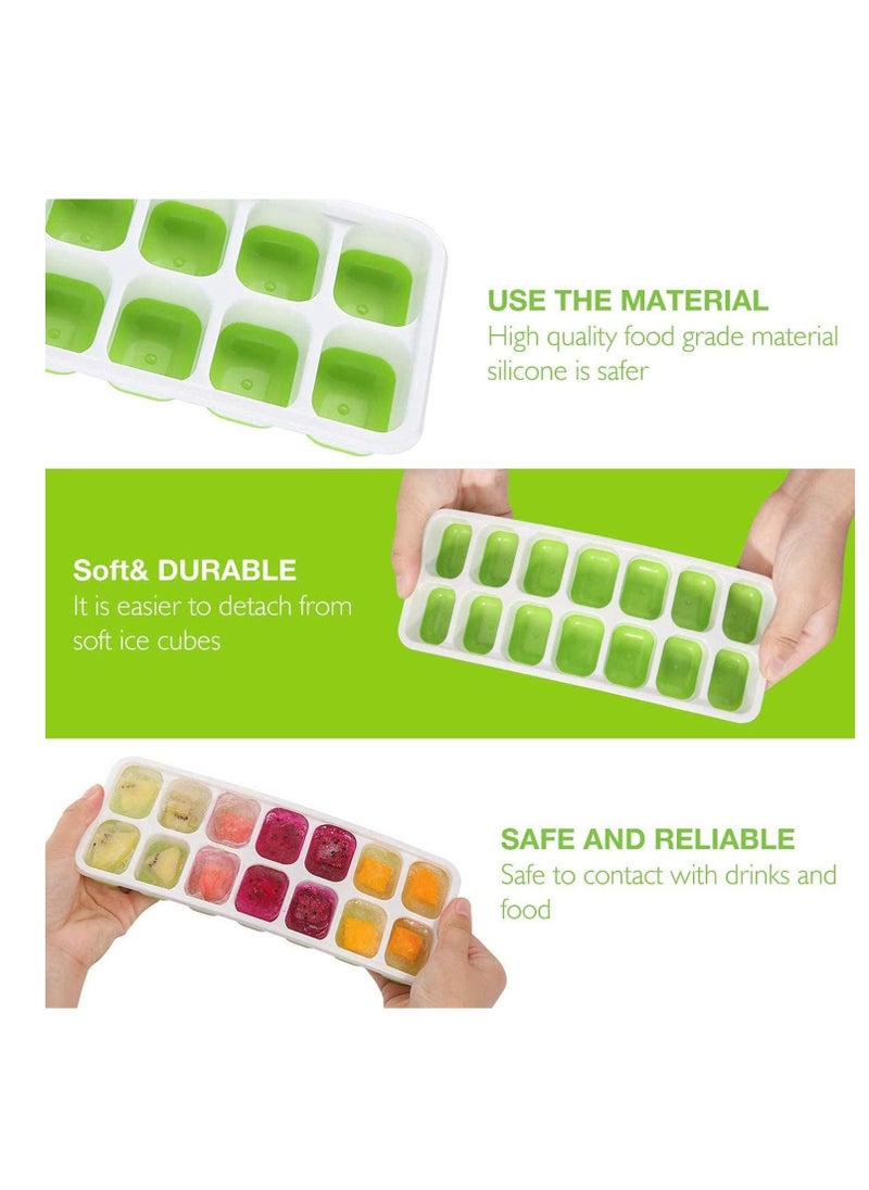 Y&D - Ice Cube Trays 3 Pack Easy-Release and Flexible 14-Ice with Spill-Resistant Removable Lid BPA free Flexable Durable Stackable Dishwasher Safe - Image 1
