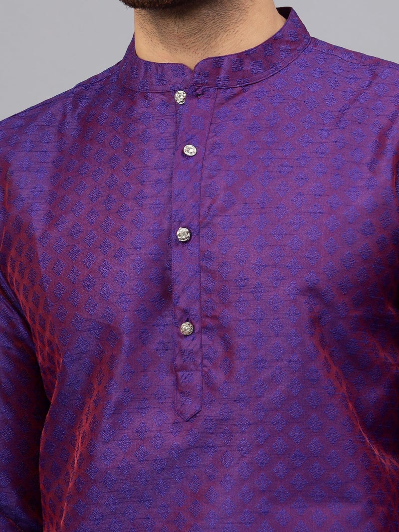 LATEST CHIKAN Men’s Silk Chikankari Kurta with Cream Churidar | Festive Set - KP-SB-PR-42 - Image 3