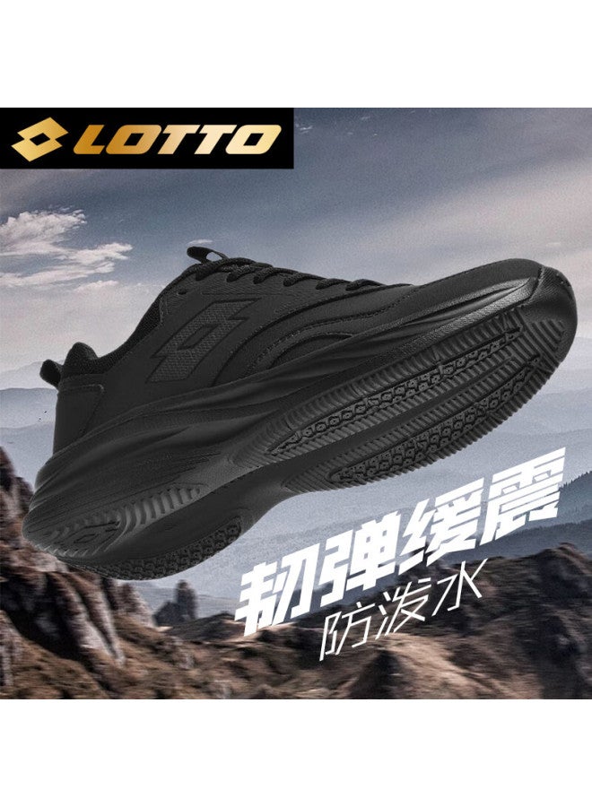 Lotto Women's Spring Leather Running Shoes Water-repellent Casual Soft-soled Jogging Shoes 1178 Black Size 37 - Image 1