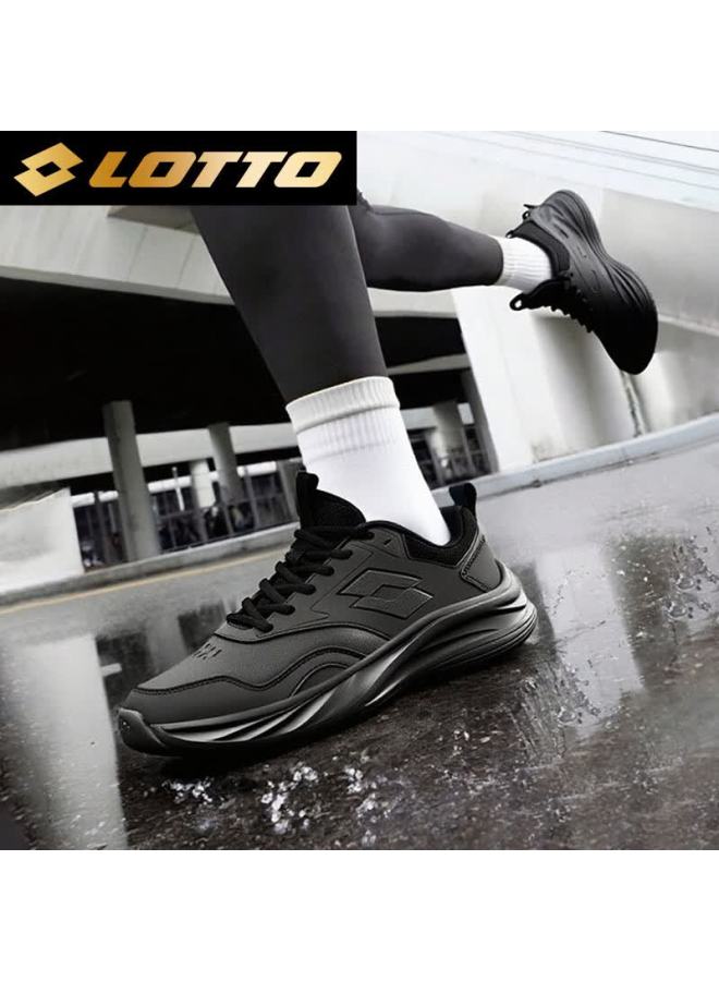 Lotto Women's Spring Leather Running Shoes Water-repellent Casual Soft-soled Jogging Shoes 1178 Black Size 37 - Image 3