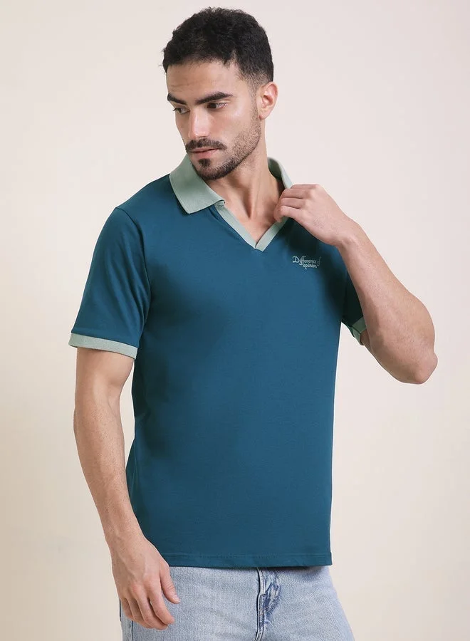 ديفيرينس أوف أوبينيون تيشيرت بولو مطبع بقصة مريحة للرجال