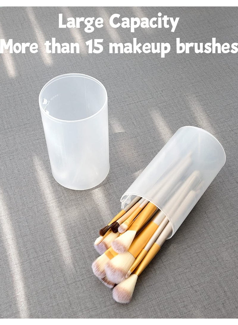 KASTWAVE Makeup Brush Holder, Retractable Makeup Brush Storage Box Large Capacity Portable Vertical Makeup Brush Holder, Plastic Transparent Travel Makeup Brush Case Waterproof and Dustproof Makeup Brush Cup - Image 2