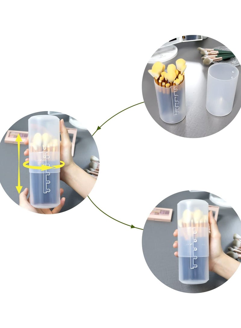 KASTWAVE Makeup Brush Holder, Retractable Makeup Brush Storage Box Large Capacity Portable Vertical Makeup Brush Holder, Plastic Transparent Travel Makeup Brush Case Waterproof and Dustproof Makeup Brush Cup - Image 5