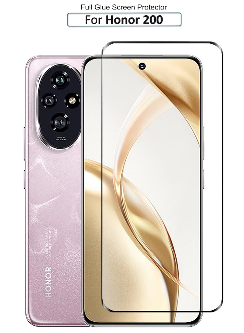 حماية شاشة زجاجية مقسّاة كاملة الغراء - For Honor 200 - بدون حدود متقدمة، مقاومة للكسر، استجابة عالية، شفافية أعلى، سهلة التركيب، مقاومة للخدوش وخالية من الفقاعات - Image 1