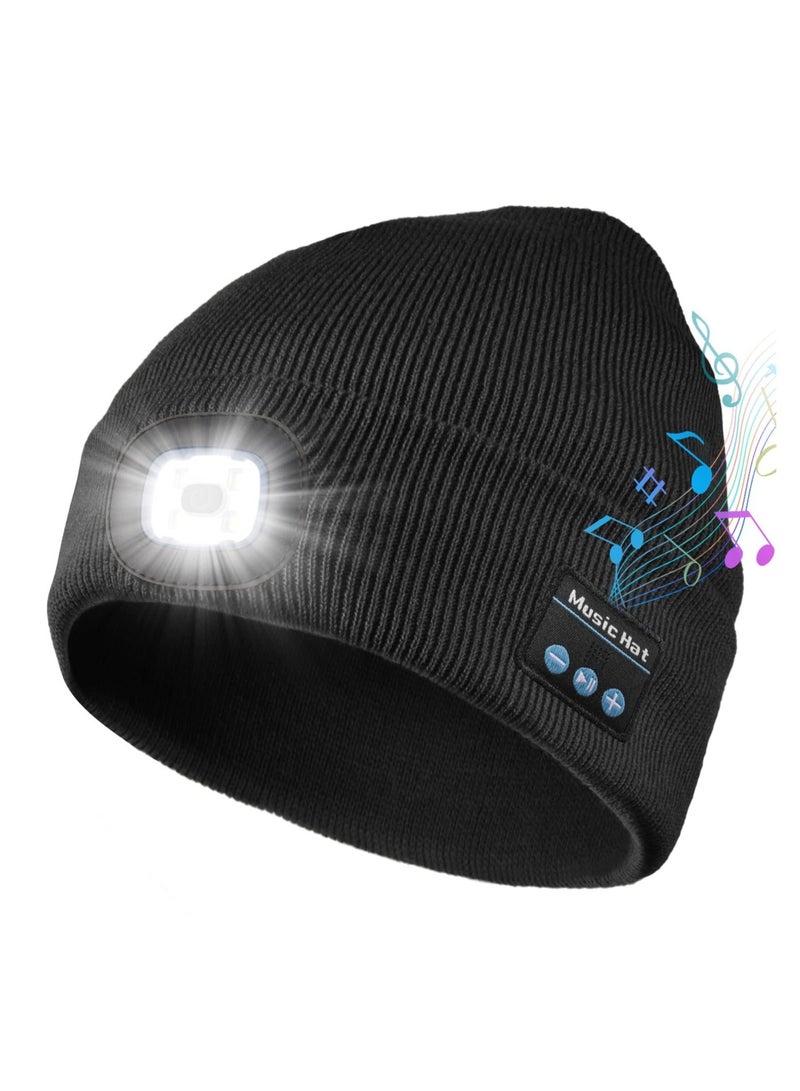 SYOSI Bluetooth Beanie Hat with Light, Headlamp Cap with Headphones and Built-in Speaker Mic, Gifts for Men Women Teen  - Image 1