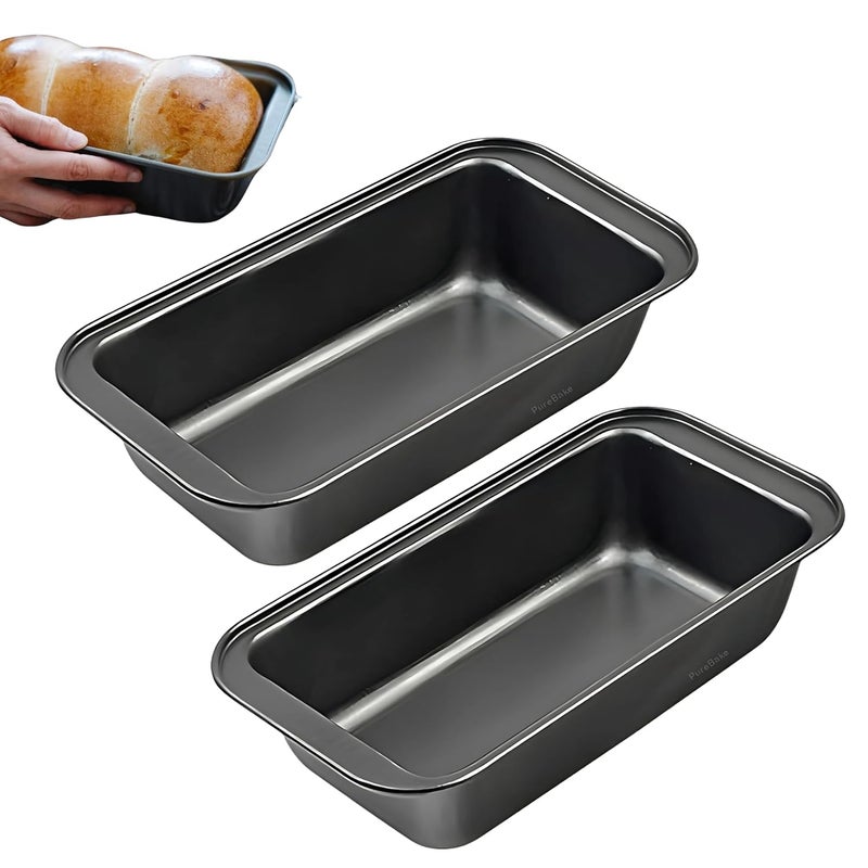 PureBake Premium Sgs Certified Bread Loaf TinPanMould Rectangular Cake Mould For Baking Non Sticky Tin Teflon Coating 2 Pc Black - Image 1