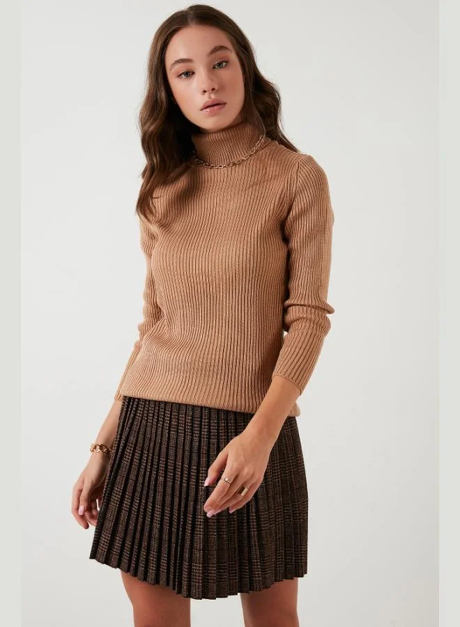 Lela Lela Ribbed Regular Fit Turtleneck Soft Acrylic Sweater Women's SWEATER 4614102