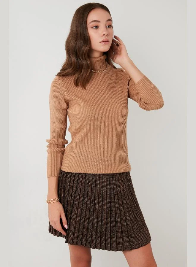 Lela Lela Ribbed Regular Fit Turtleneck Soft Acrylic Sweater Women's SWEATER 4614102