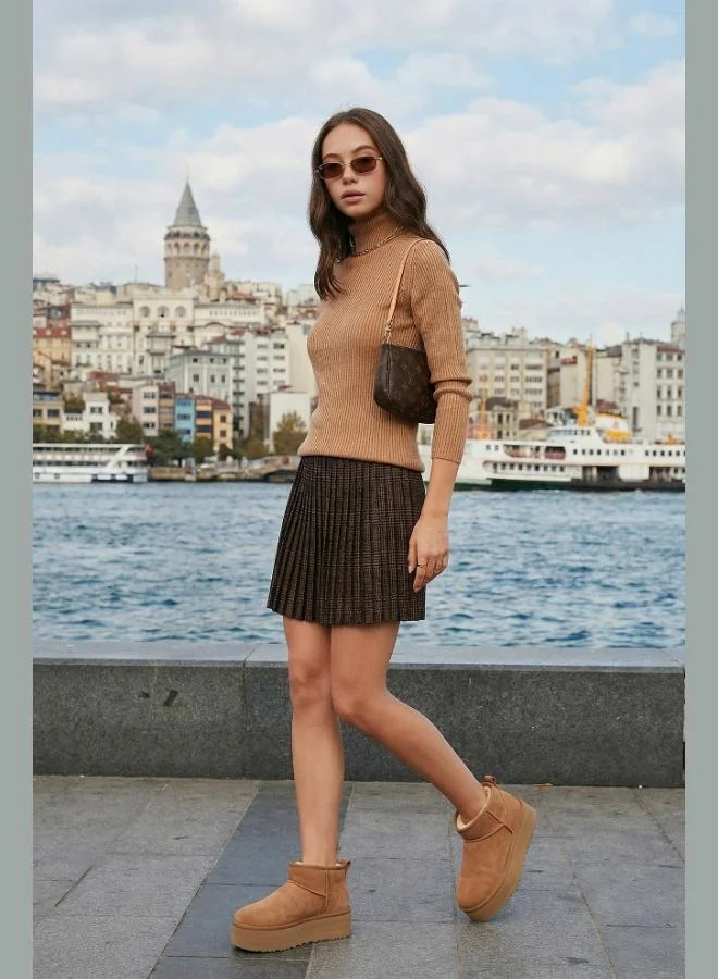 Lela Lela Ribbed Regular Fit Turtleneck Soft Acrylic Sweater Women's SWEATER 4614102