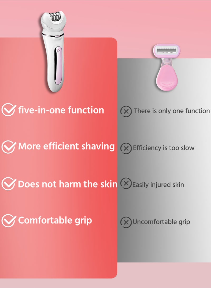 5-in-1 Facial Hair Remover,With 4 Replaceable Heads,Women Facial Hair Remover,Multi-functional Hair Removal - Image 3