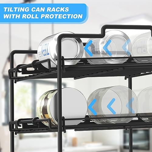 Sulishang 4 Tiers Stackable Can Rack Organizer, Wear-resistant Upgrade Beverage Food Can Dispenser Holder Holds up to 48 Cans for Kitchen Cabinet and Pantry (Black) - Image 4