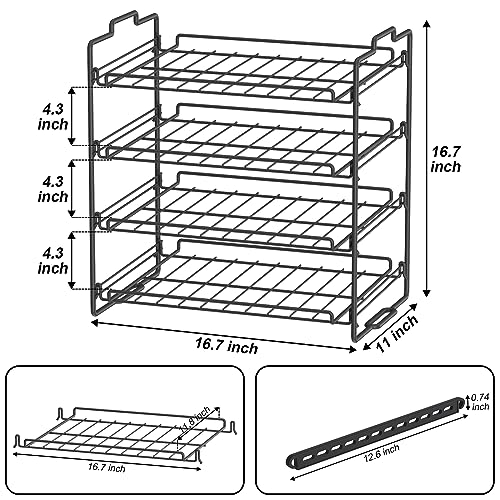 Sulishang 4 Tiers Stackable Can Rack Organizer, Wear-resistant Upgrade Beverage Food Can Dispenser Holder Holds up to 48 Cans for Kitchen Cabinet and Pantry (Black) - Image 2