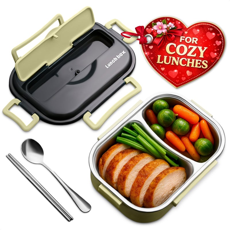 Hot Meal Retaining Lunch Container Hot Food Toper Office Lunch Containers with Compartments Stainless Steel Durable Plastic Easy Use Clean Cutlery Set Included Great as Valentines Day Gift