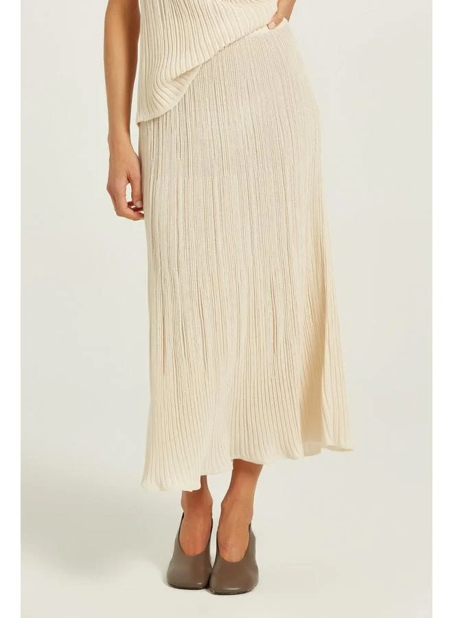Mısırlı 1951  Beige Thin Pleated Sequin Long Skirt. for Women | Best Price UAE