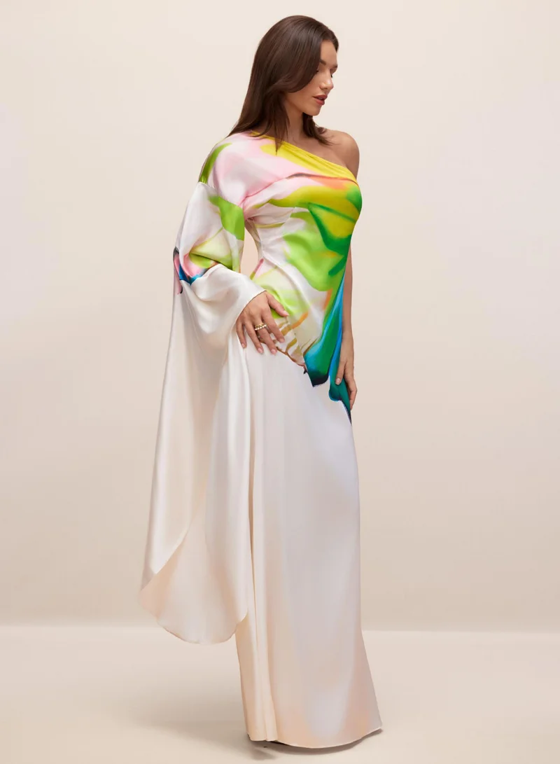 Sunfere Bernice Printed Single Sleeve Maxi Dress