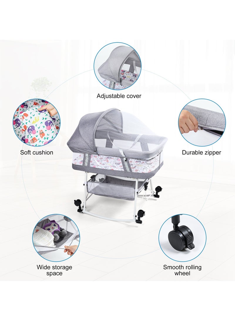 XiuWoo 3-In-1 Baby Bassinet,Baby Cosleeper Bed,Bedside Sleeper with Mosquito Net,Baby Cots,Travel Bassinet Foldable Infant Crib, Co-Sleeping Bed,Portable Cots with Mattress,Split design,mobile nest For Baby - Image 5