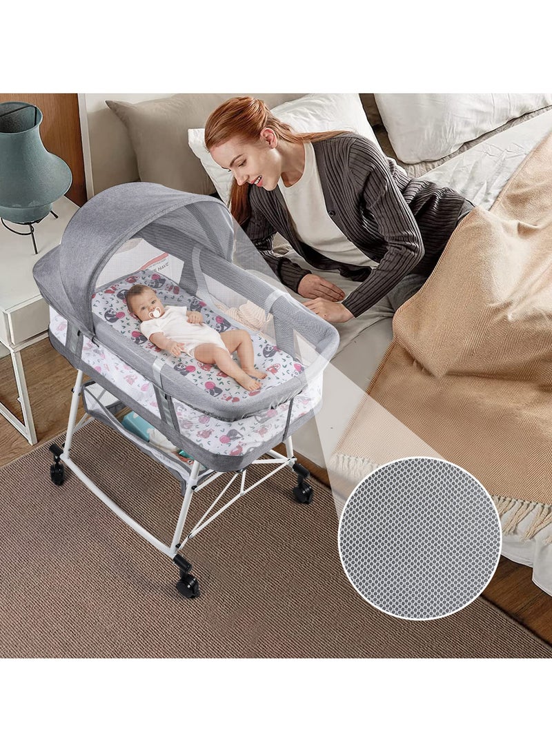XiuWoo 3-In-1 Baby Bassinet,Baby Cosleeper Bed,Bedside Sleeper with Mosquito Net,Baby Cots,Travel Bassinet Foldable Infant Crib, Co-Sleeping Bed,Portable Cots with Mattress,Split design,mobile nest For Baby - Image 3