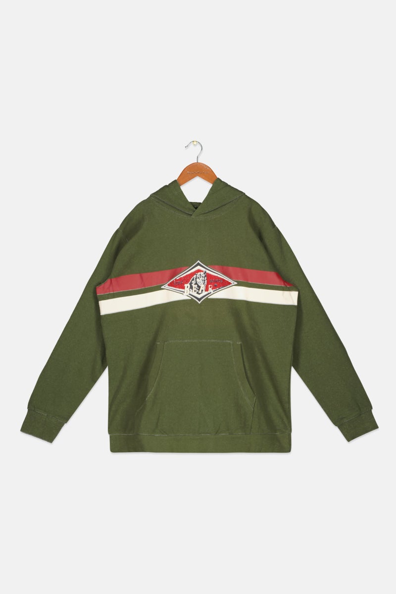 Bear Surfboards Kids Boy Hooded Long Sleeve Printed Sweatshirt, Olive - Image 1