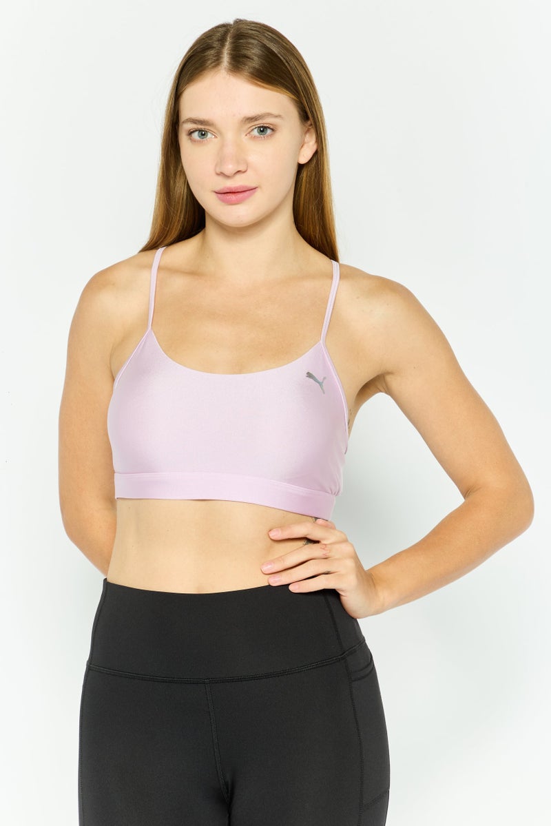 PUMA Women Brand Logo Padded Sports Bra, Peach - Image 1