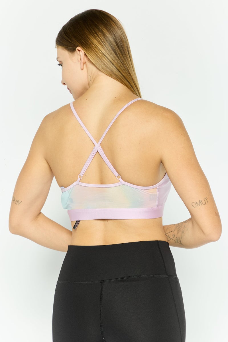 PUMA Women Brand Logo Padded Sports Bra, Peach - Image 3