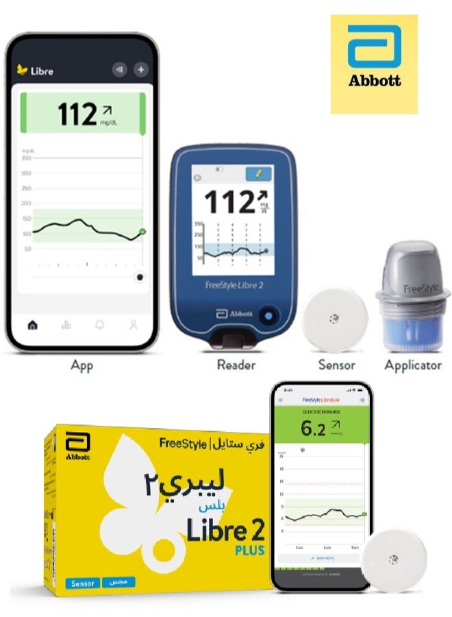 Abbott 2-Pack of  Freestyle Libre 2 Plus Flash Glucose Monitoring System Sensor Kit - Easy to Use 15-Day - Image 3