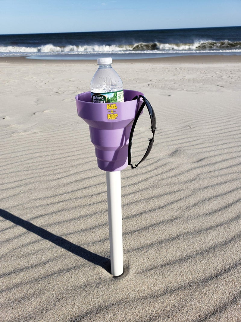 Kaz Beach Drink Cup Holder. Set of 2 Lavender Kups and 2-16" Beach Poles. The KAZeKUP Beach Cup Holder Works in Your car Too! Holds Drinks and Other Items Too. Sunglasses, Keys, Phone and More. - Image 5