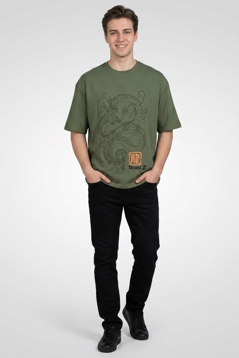 Dragon Ball Z Men Crew Neck Short Sleeve Graphic Print T-Shirt, Green - Image 3