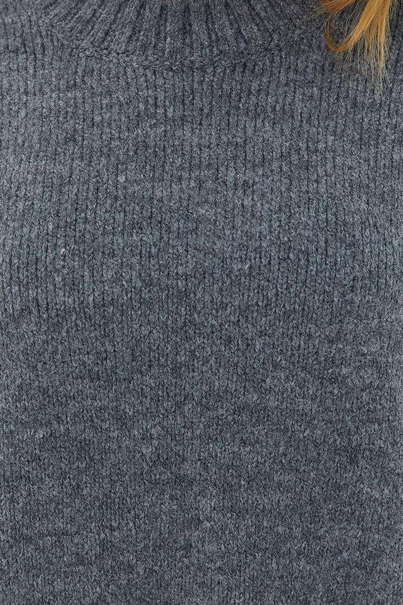 Mixray Oversized Ribbed Knit Sweater with Crew Neck - Image 3