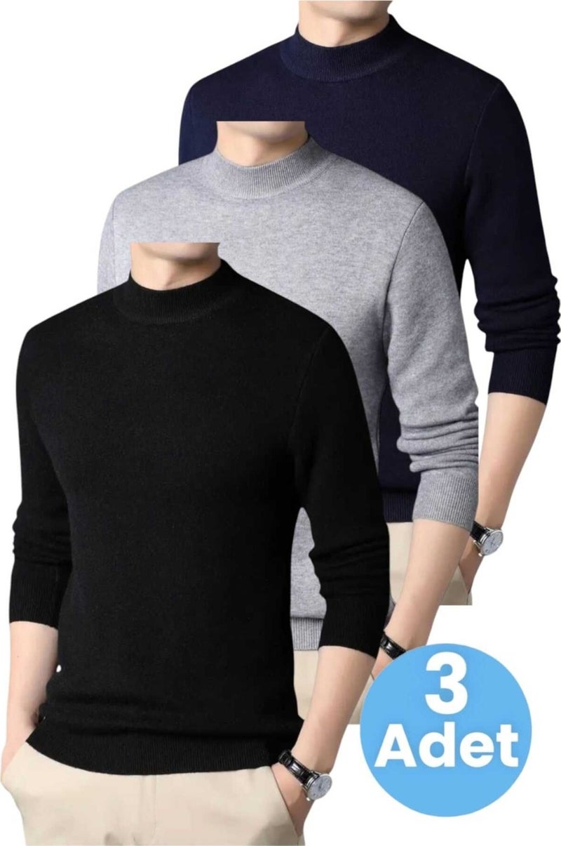 Tezzgelsin 3-Pack Men's Non-Pilling Half Turtleneck Knitwear Sweater Half Turtleneck Knitwear Sweater  - Image 5