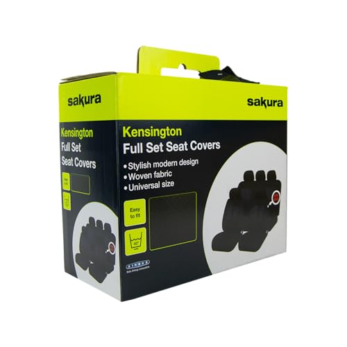 SAKURA Car Seat and Headrest Covers - 'Kensington' Full Set in Black with Contrasting Inserts - Universal Easy Fit - Image 2
