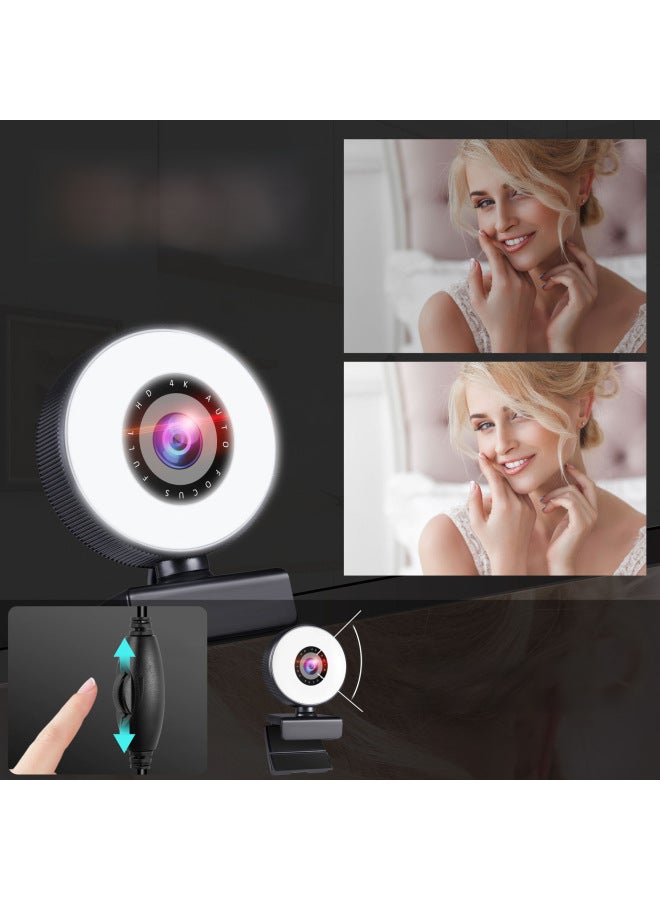 4K Private Model Beauty Auto Focus 1080p Computer Camera HD Touch USB Live Webcam2k Fill Light-Color:8808-round-1080p - Image 3