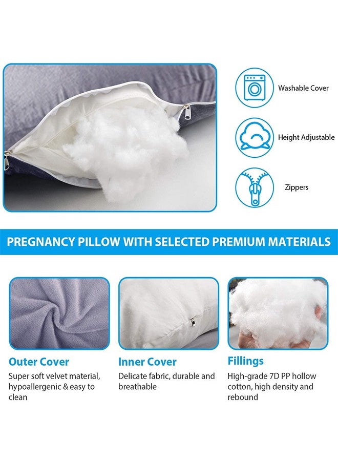 VTERLY - Pregnancy Pillows, 180cm Long Maternity Pillows with Removable Bean Velvet Cover, U-Shape Full Body Pillow, Pregnancy Pillows for Sleeping, Body Pillows for Adults, Maternity Pillow - Image 1