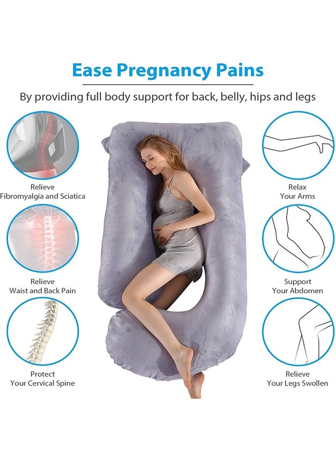 VTERLY - Pregnancy Pillows, 180cm Long Maternity Pillows with Removable Bean Velvet Cover, U-Shape Full Body Pillow, Pregnancy Pillows for Sleeping, Body Pillows for Adults, Maternity Pillow - Image 1