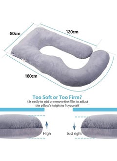 VTERLY Pregnancy Pillows, 180cm Long Maternity Pillows with Removable Bean Velvet Cover, U-Shape Full Body Pillow, Pregnancy Pillows for Sleeping, Body Pillows for Adults, Maternity Pillow  - Image 2