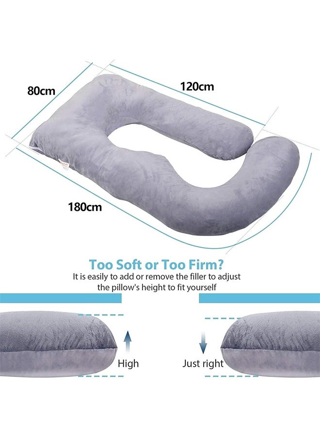 VTERLY - Pregnancy Pillows, 180cm Long Maternity Pillows with Removable Bean Velvet Cover, U-Shape Full Body Pillow, Pregnancy Pillows for Sleeping, Body Pillows for Adults, Maternity Pillow - Image 1