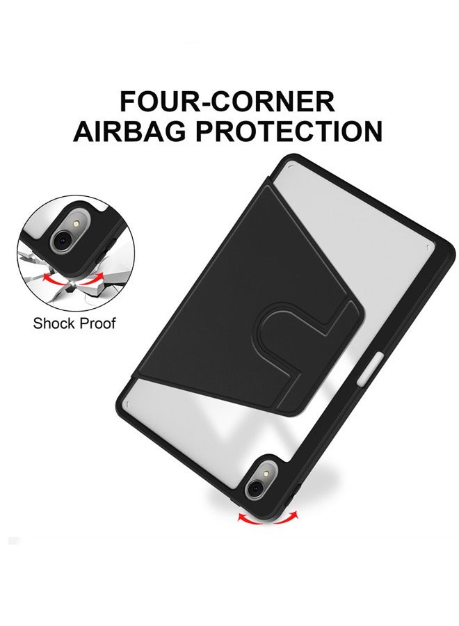 DUSALA Case for  iPad 2022 10th，Tablet Protective Case With Pen Slot, Acrylic 360 ° Rotating Design, Automatic Wake-up/sleep, Soft Leather，Black - Image 2