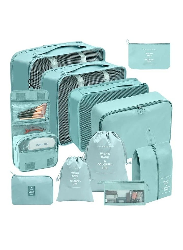 11 Set Packing Cubes for Suitcases, Travel Essentials for Carry on, Luggage Organizer Bags Set for Travel Accessories , Light Blue - Image 1