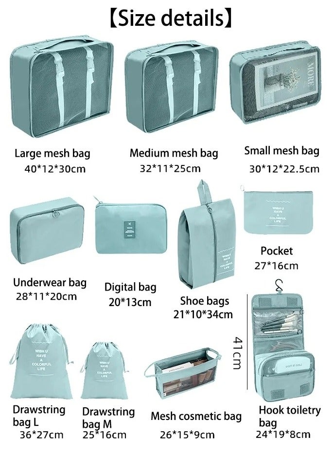 11 Set Packing Cubes for Suitcases, Travel Essentials for Carry on, Luggage Organizer Bags Set for Travel Accessories , Light Blue - Image 3