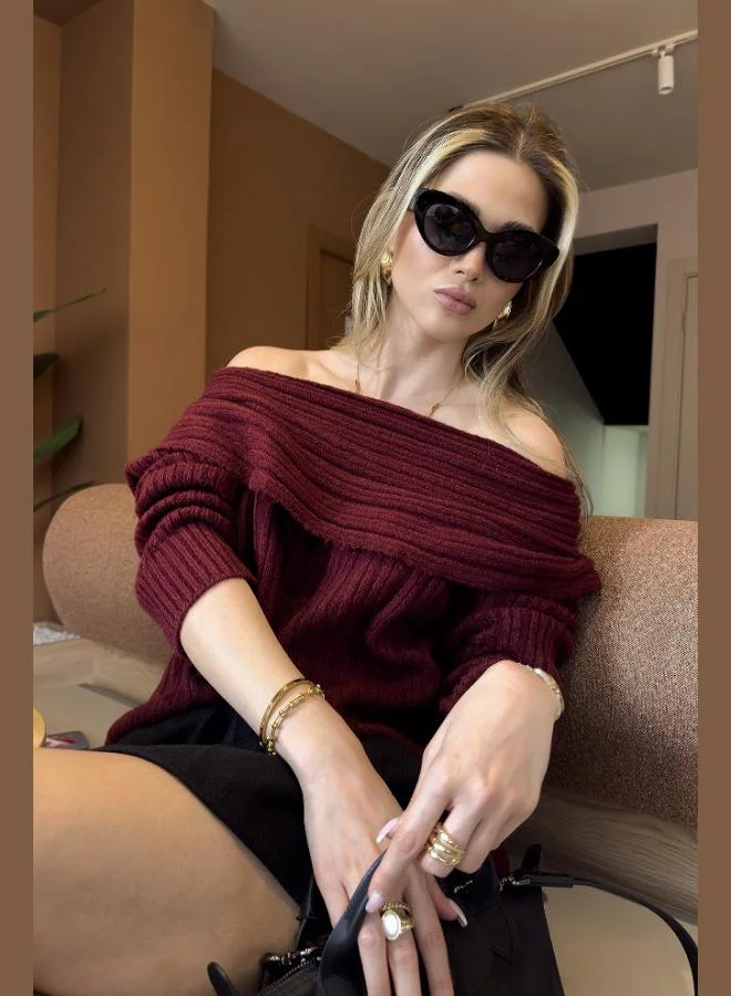 ليلا كنزة نسائية بياقة مادونا من ليلا مقاس كبير