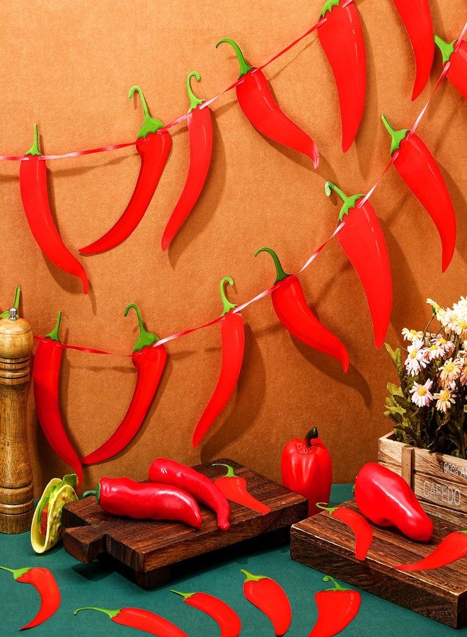 Weekgrat 5 Pcs Chili Pepper Banner 49 ft Chili Cook Off Pepper Garlands Birthday Decorations for Cinco De Mayo Mexican Fiesta Hanging Party Accessories - Image 2