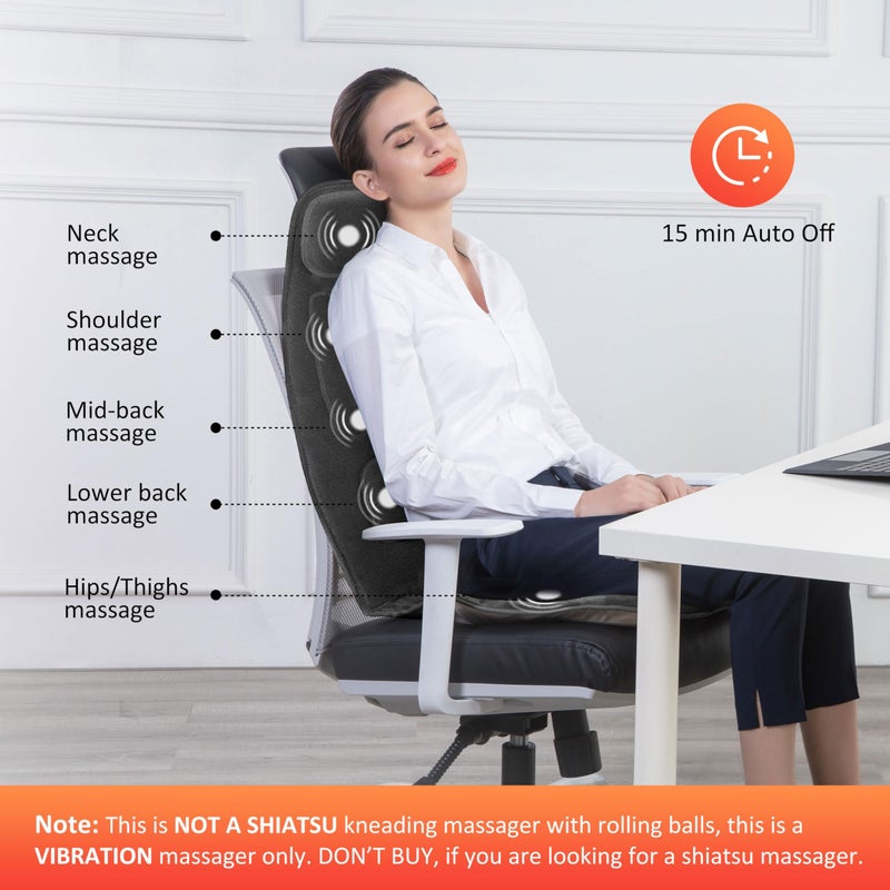 Snailax Vibration Back Massager with Heat, Massage Chair Pad with Neck Lumbar Memory Foam, 10 Vibration Motors,5 Modes, Gifts, No shiatsu - Image 2