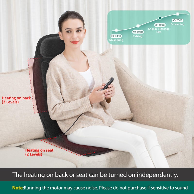 Snailax Vibration Back Massager with Heat, Massage Chair Pad with Neck Lumbar Memory Foam, 10 Vibration Motors,5 Modes, Gifts, No shiatsu - Image 4